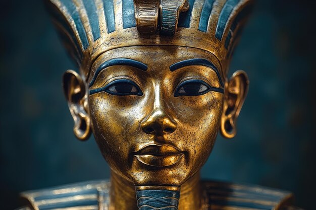 Golden mask of tutankhamun shining in the museum