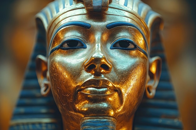 Photo golden mask of tutankhamun shining in the museum