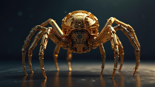 Golden Mechanical Spider