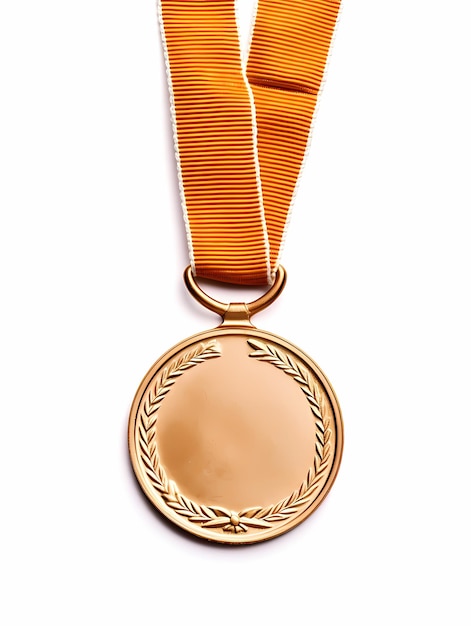 Golden medal on isolated white background