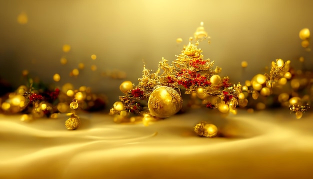 Golden Merry Christmas HD Wallpaper with bokeh defocused lights seasonal and copy space background