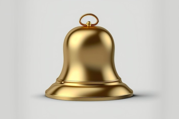 Golden metal bell isolated on a transparent background digital illustration painting