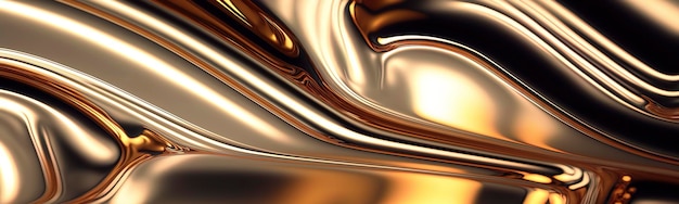 Golden Metallic abstract wavy liquid Generative AI