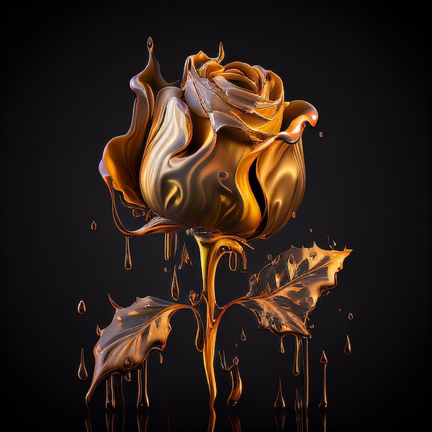 Golden metallic roses, a bouquet of roses covered with gold close up on a black background,