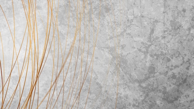 Golden minimal lines on grey grunge abstract background