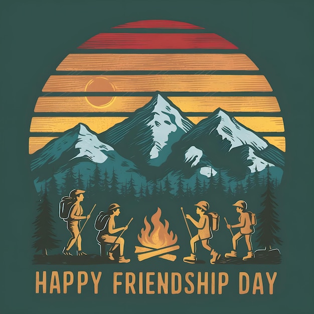 Golden Moments Friendship Day Sunset TShirt Design