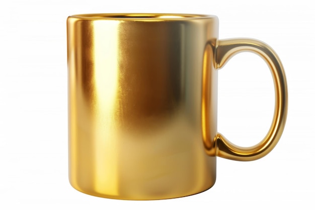 Golden Mug on a White Background