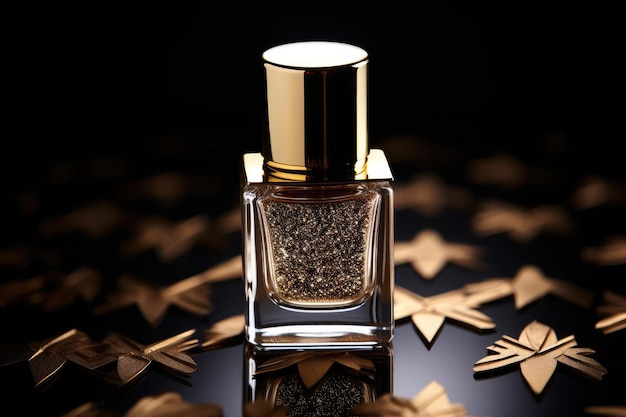 Golden nail polish bottle