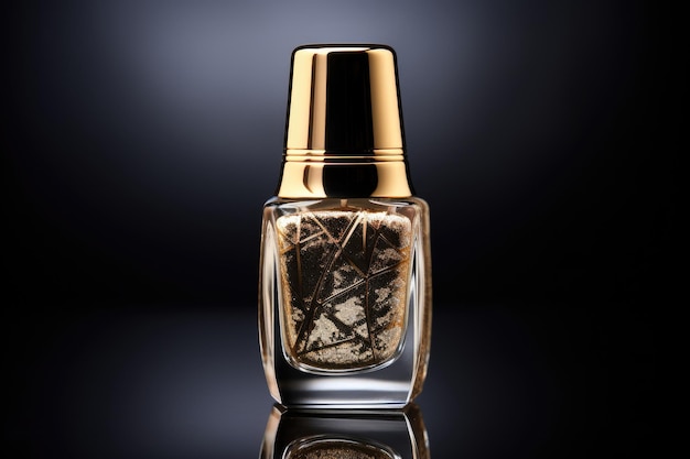 Golden nail polish bottle