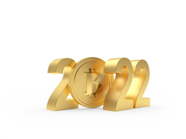 Golden number new year with bitcoin