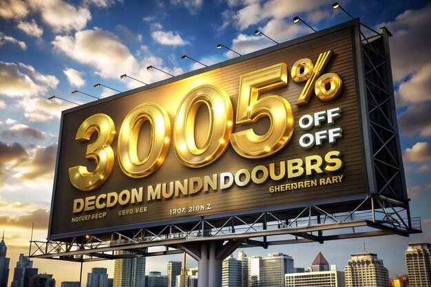 Photo golden numbers for discounted billboards with elegant appeal