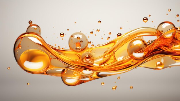 Golden Oil Droplets Floating with Air Bubbles