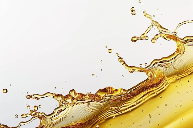 Golden Oil Splash Isolated on White Background 4K