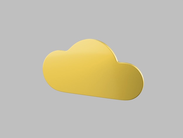 Golden one color cloud half view on gray flat background Minimalistic design object 3d rendering icon ui ux interface element