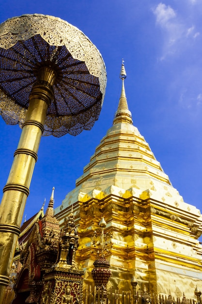 Golden pagoda wat Phra That Doi Suthep Chiangmai Thailand