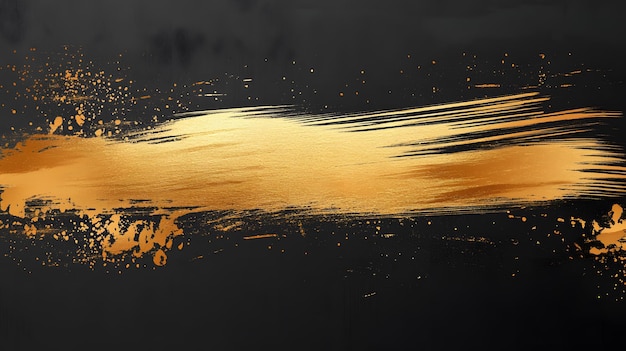 Photo golden paint stroke on black background abstract image texture pattern wallpaper cover and scre