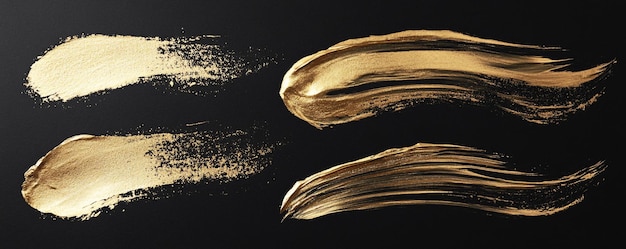 Golden paint strokes on black background