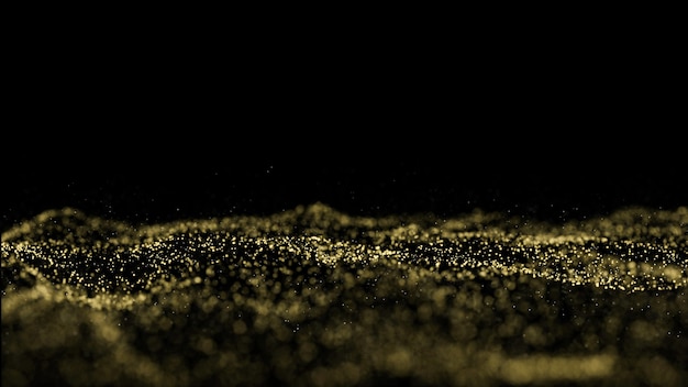 Golden particle bokeh, illustration particle wave background and texture