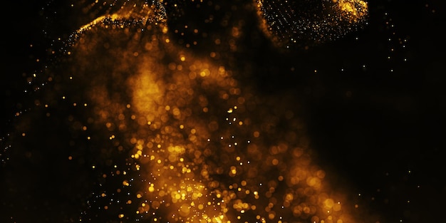 Golden particle dust sparkling background