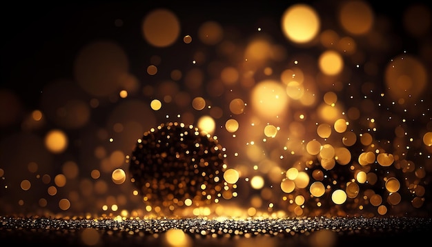 Golden particles bokeh effect luxury background Generative AI