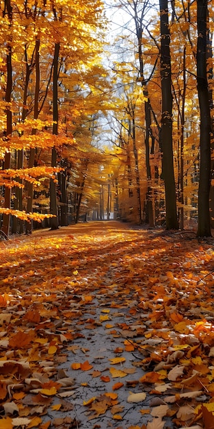 The golden path in autumn