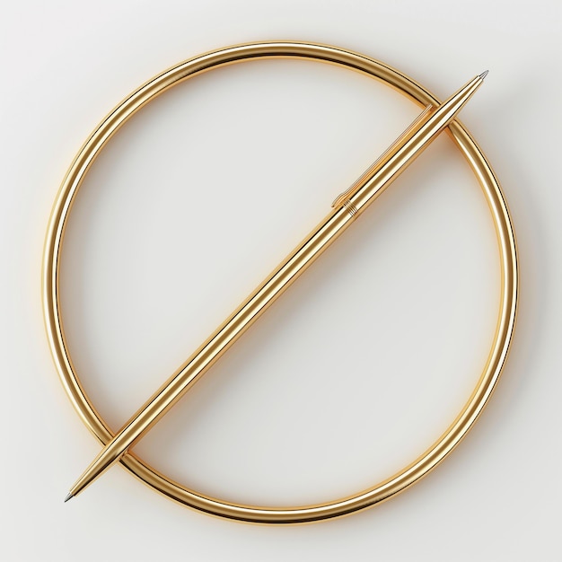 Photo golden pen in circular display