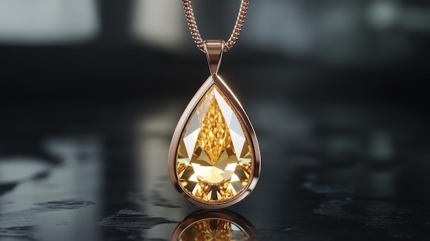 Photo golden pendant with gemstone on black background jewelry and fashion concept