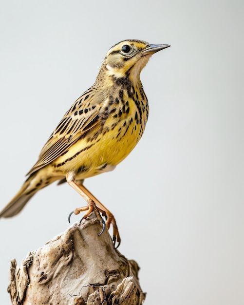 the Golden Pipit standing on small root