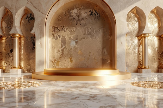 Golden Podium in a Luxurious Marble Palace