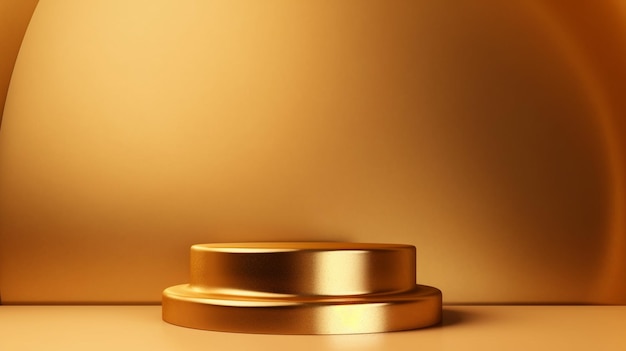 Golden podium on luxury golden background Luxury product podium Generative AI