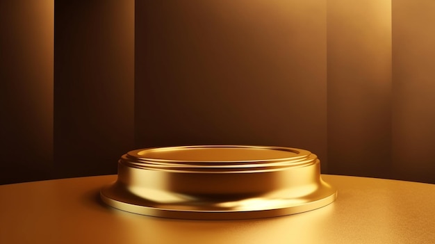 Golden podium on luxury golden background Luxury product podium Generative AI