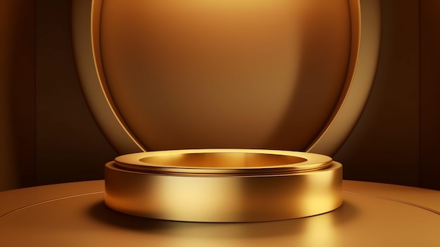 Golden podium on luxury golden background Luxury product podium Generative AI