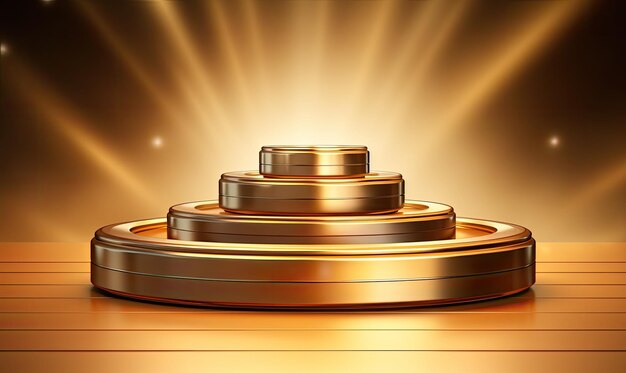 Golden podium with lighting effect Award ceremony concept Vector illustration