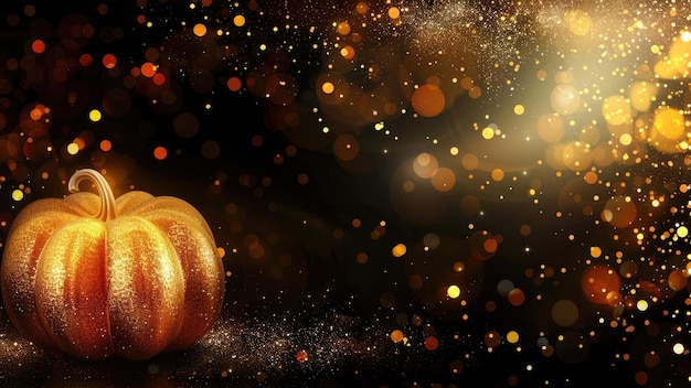 Photo golden pumpkin on dark background with elegant lighting