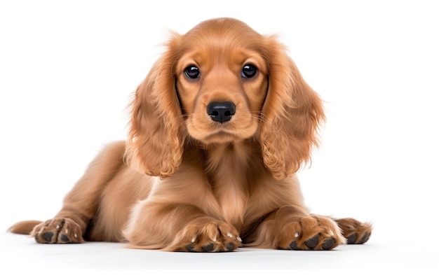 Golden puppy dog on white Background AI