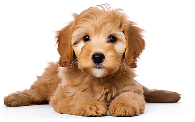 Golden puppy dog on white Background AI