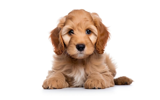 Golden puppy dog on white Background AI