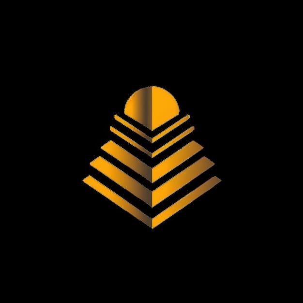 Photo golden pyramid logo design with a sun on top