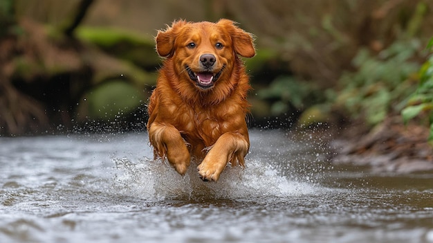 golden retriever dashes across a lush green field capturing the essence of freedom and happiness T