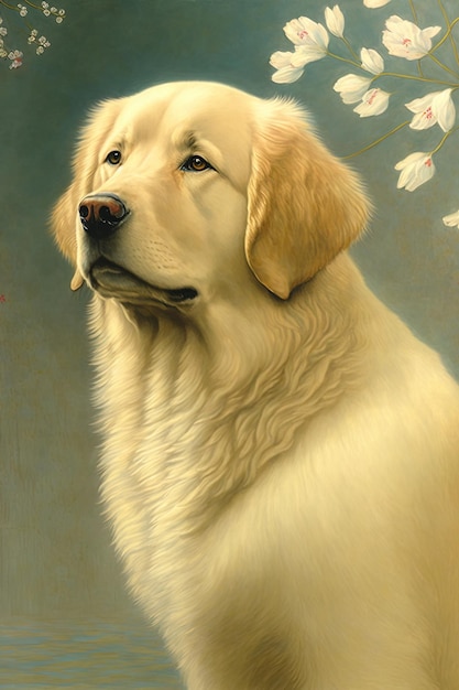 Golden Retriever digital art high resolution