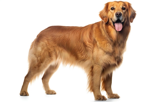 Golden Retriever in front of a white backgroung