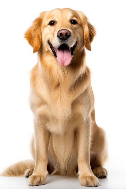 Golden retriever in isolated white background