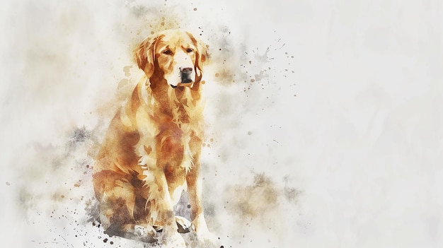 Golden retriever paint Watercolor hand drawn