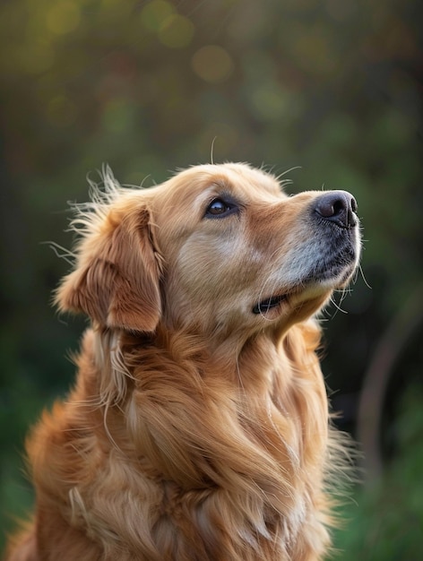 Photo golden retriever portrait majestic dog in nature pet photography