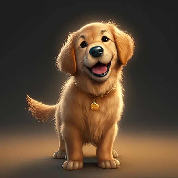 Photo a golden retriever puppy sitting on the ground