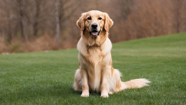 Photo a golden retriever relaxing on a carpet in a cozy home setting