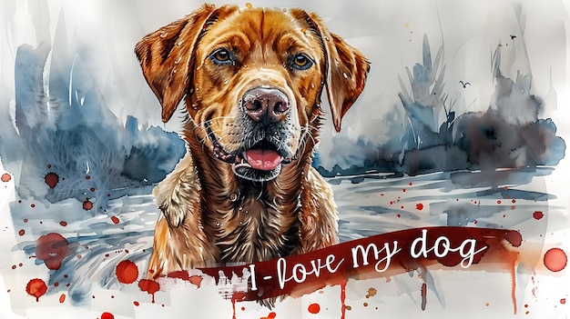 Golden Retriever Scottish Gun Dog in Charming Illustration