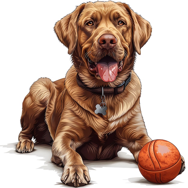 Photo golden retriever scottish gun dog in charming illustration