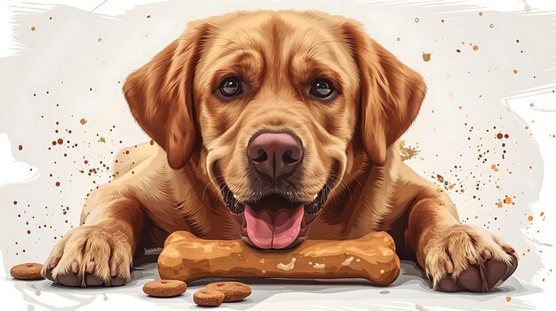 Photo golden retriever scottish gun dog in charming illustration