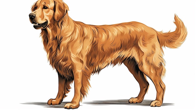 Golden Retriever Standing Up Facing Right Long